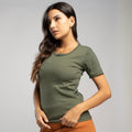 Blusa Manga Curta Canelada Verde - Vicbela