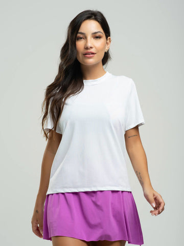 Blusa Manga Curta Fitness Branco - Vicbela