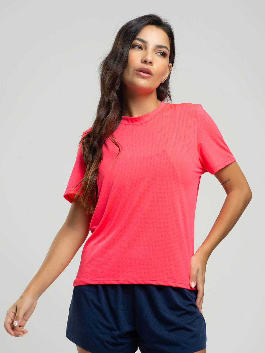 Blusa Manga Curta Fitness Rosa - Vicbela