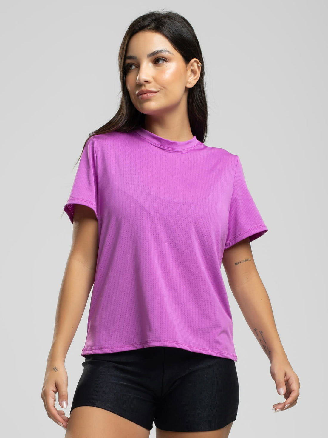 Blusa Manga Curta Fitness Roxo - Vicbela