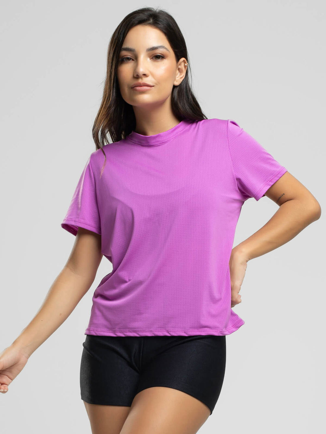 Blusa Manga Curta Fitness Roxo - Vicbela