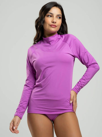Blusa Proteção UV Feminina Lisa Roxo - Vicbela