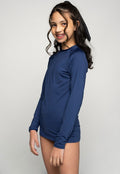 Blusa Proteção UV Infantil Feminina Lisa Azul - Vicbela