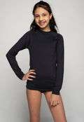 Blusa Proteção UV Infantil Feminina Lisa Preto - Vicbela