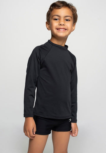 Blusa Proteção UV Masculina Infantil Preto - Vicbela