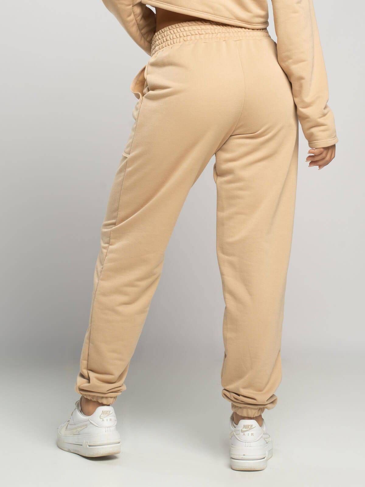 Calça Jogger Moletinho Cintura Alta Bege - Vicbela
