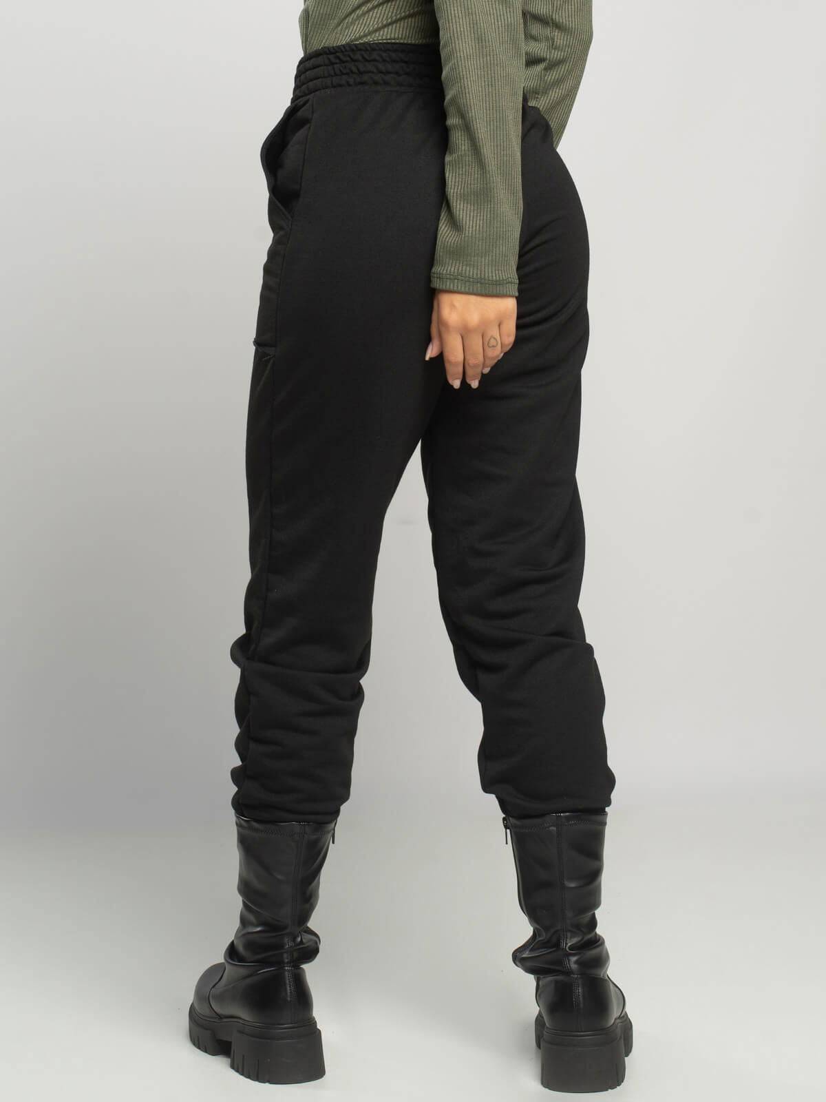 Calça Jogger Moletinho Cintura Alta Preta - Vicbela