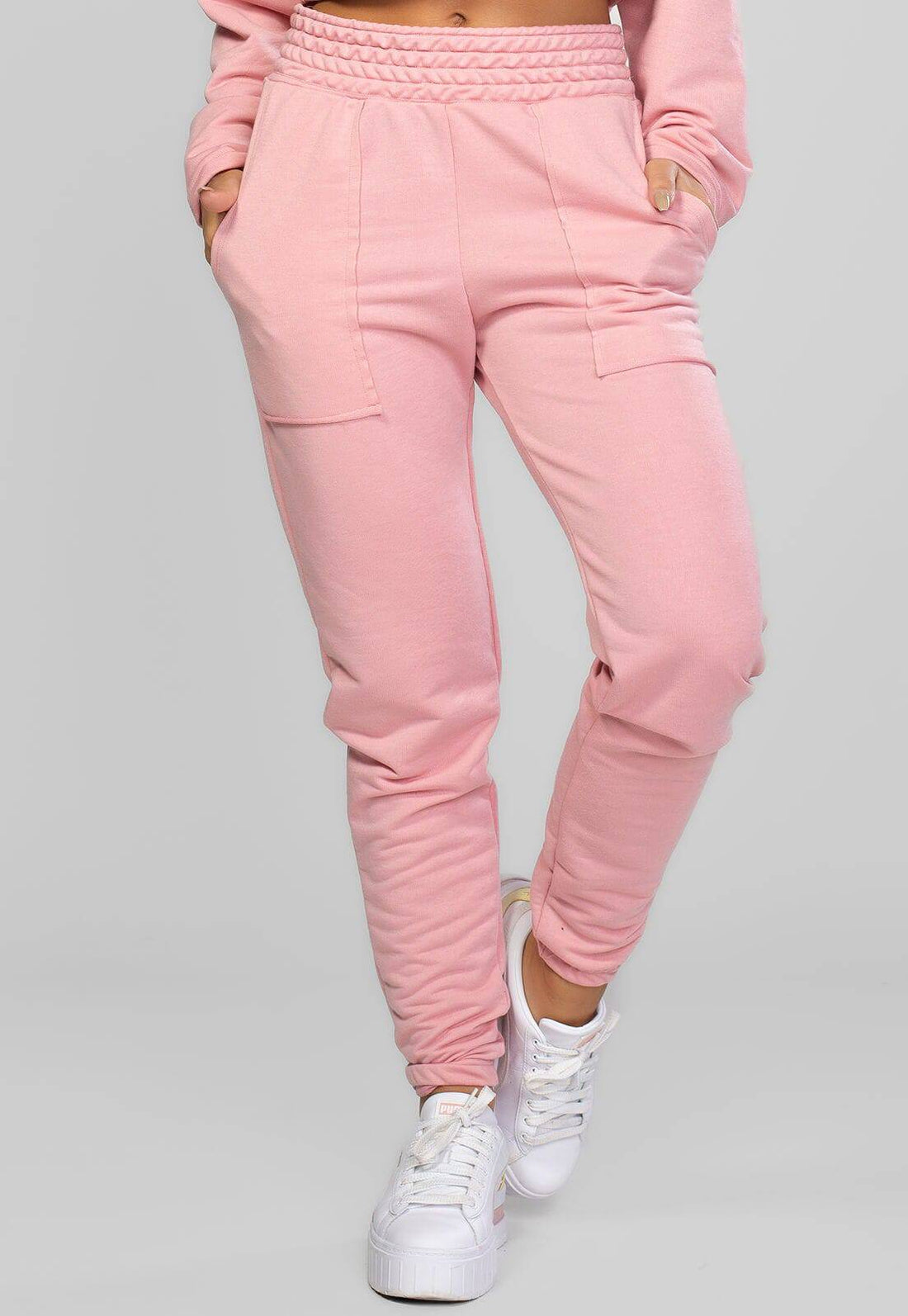 Calça Jogger Moletinho Cintura Alta Rosa - Vicbela