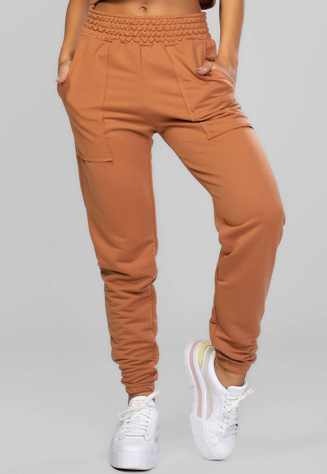 Calça Jogger Moletinho Cintura Alta Terra - Vicbela