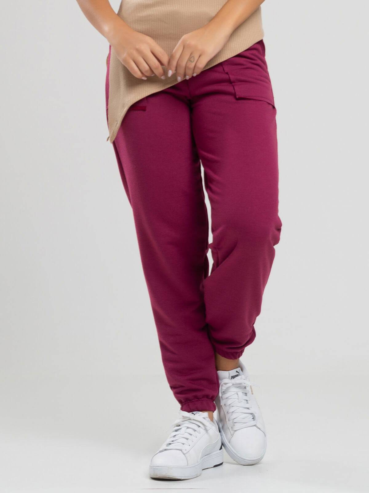 Calça Jogger Moletinho Cintura Alta Vinho - Vicbela