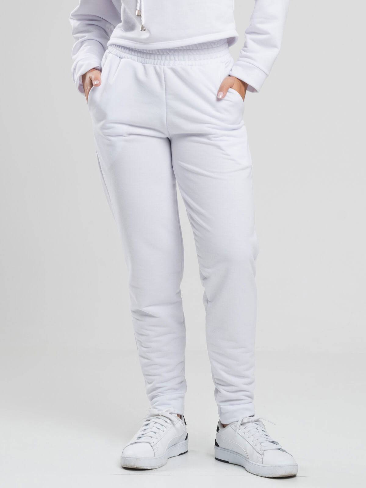 Calça Jogger Moletinho Cintura Média Branco - Vicbela