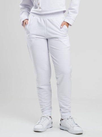 Calça Jogger Moletinho Cintura Média Branco - Vicbela