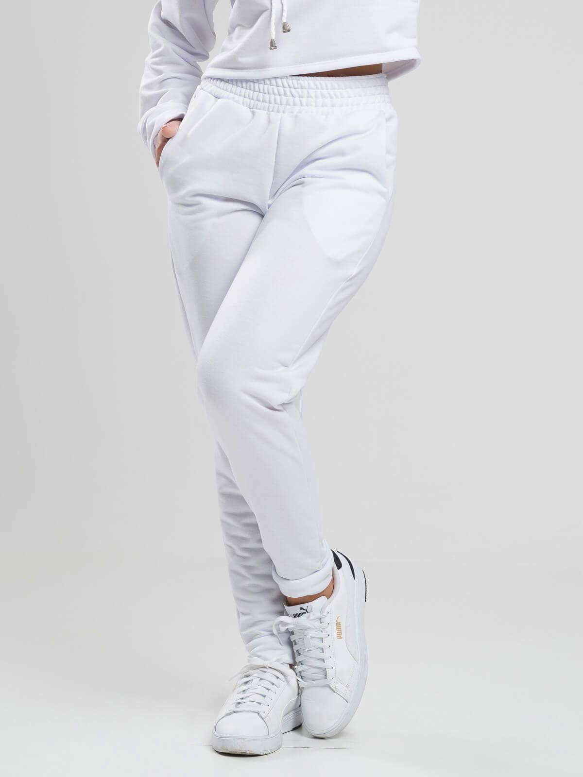 Calça Jogger Moletinho Cintura Média Branco - Vicbela