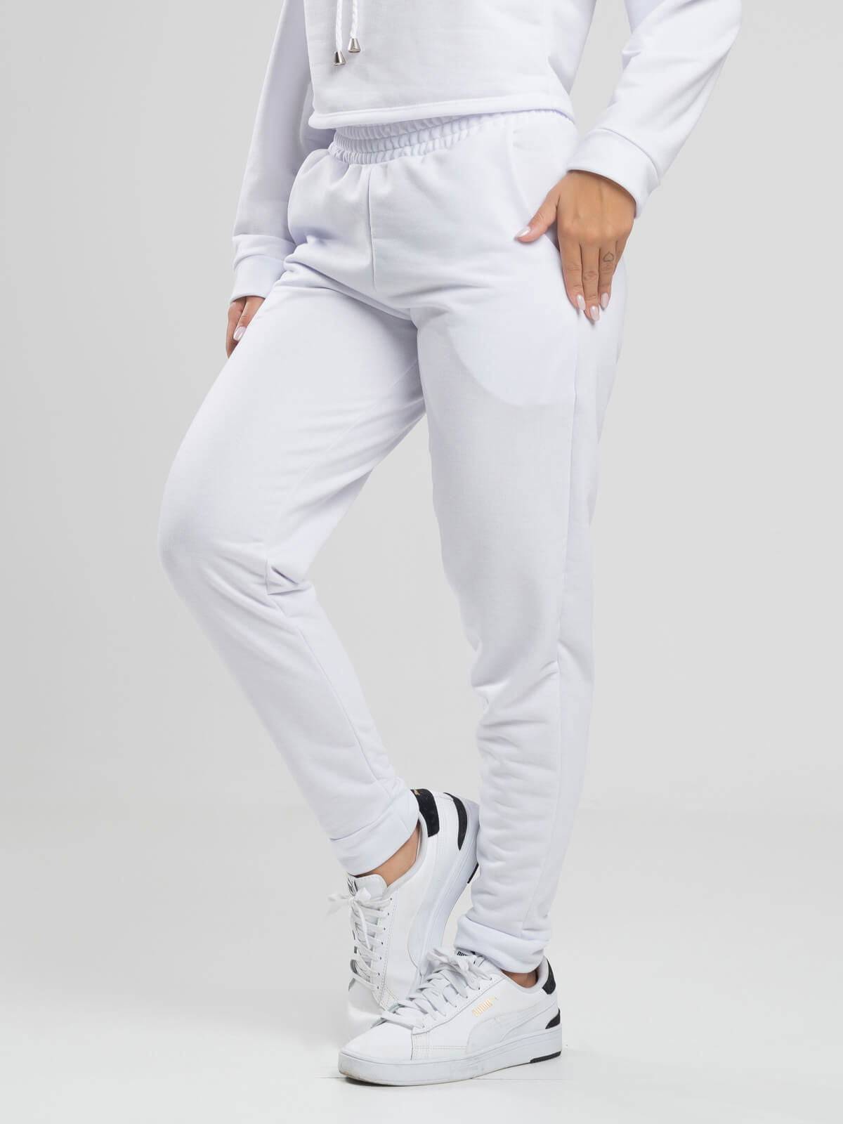 Calça Jogger Moletinho Cintura Média Branco - Vicbela