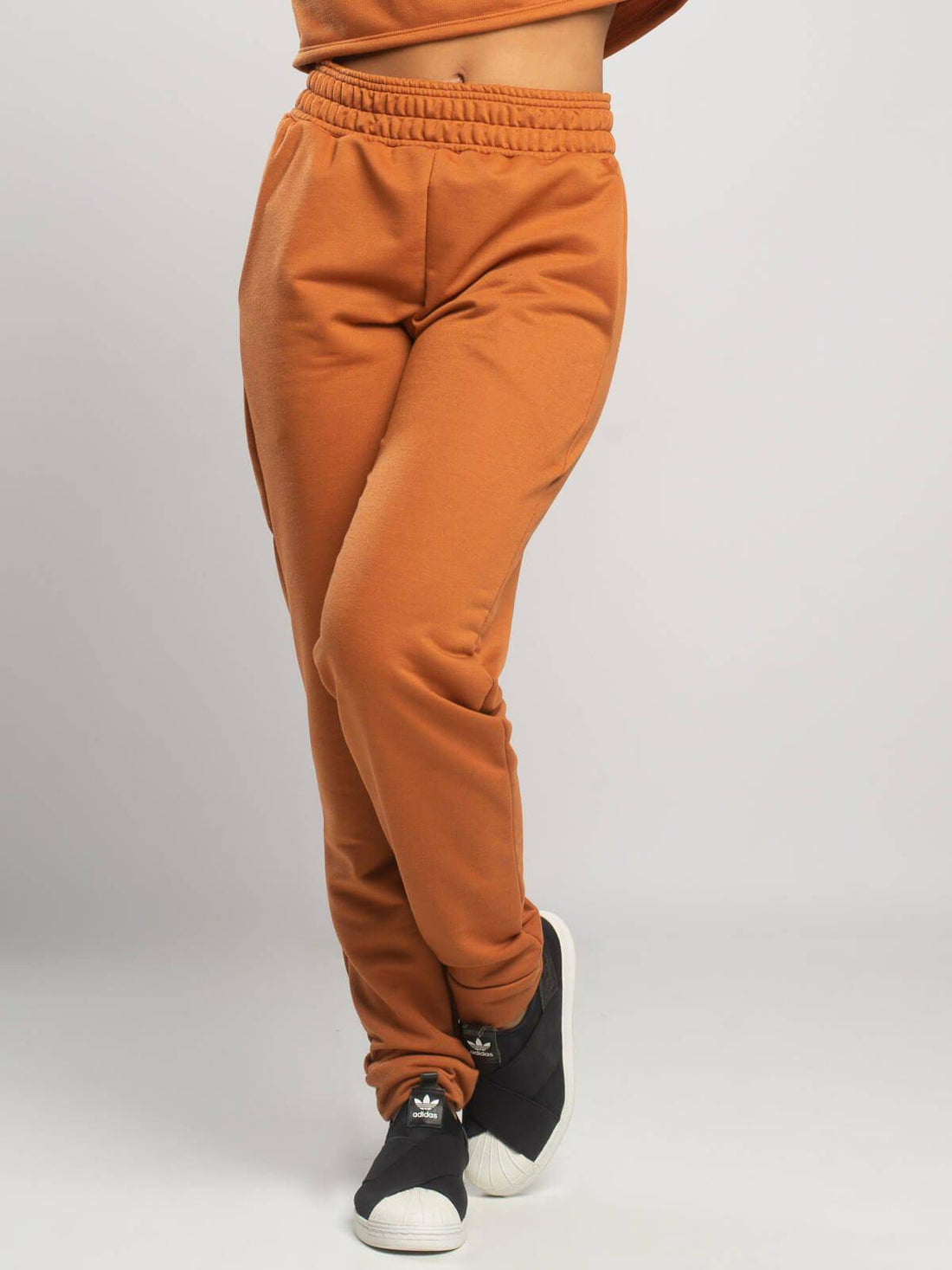 Calça Jogger Moletinho Cintura Média Terracota - Vicbela