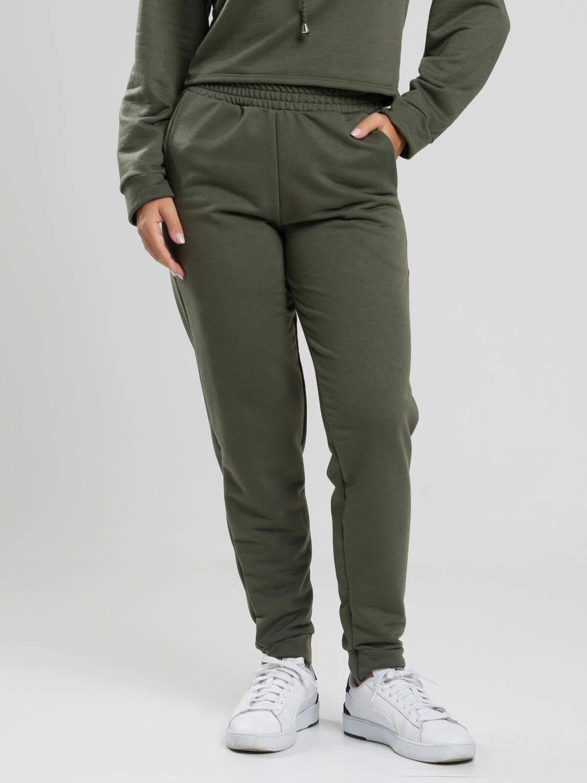 Calça Jogger Moletinho Cintura Média Verde - Vicbela