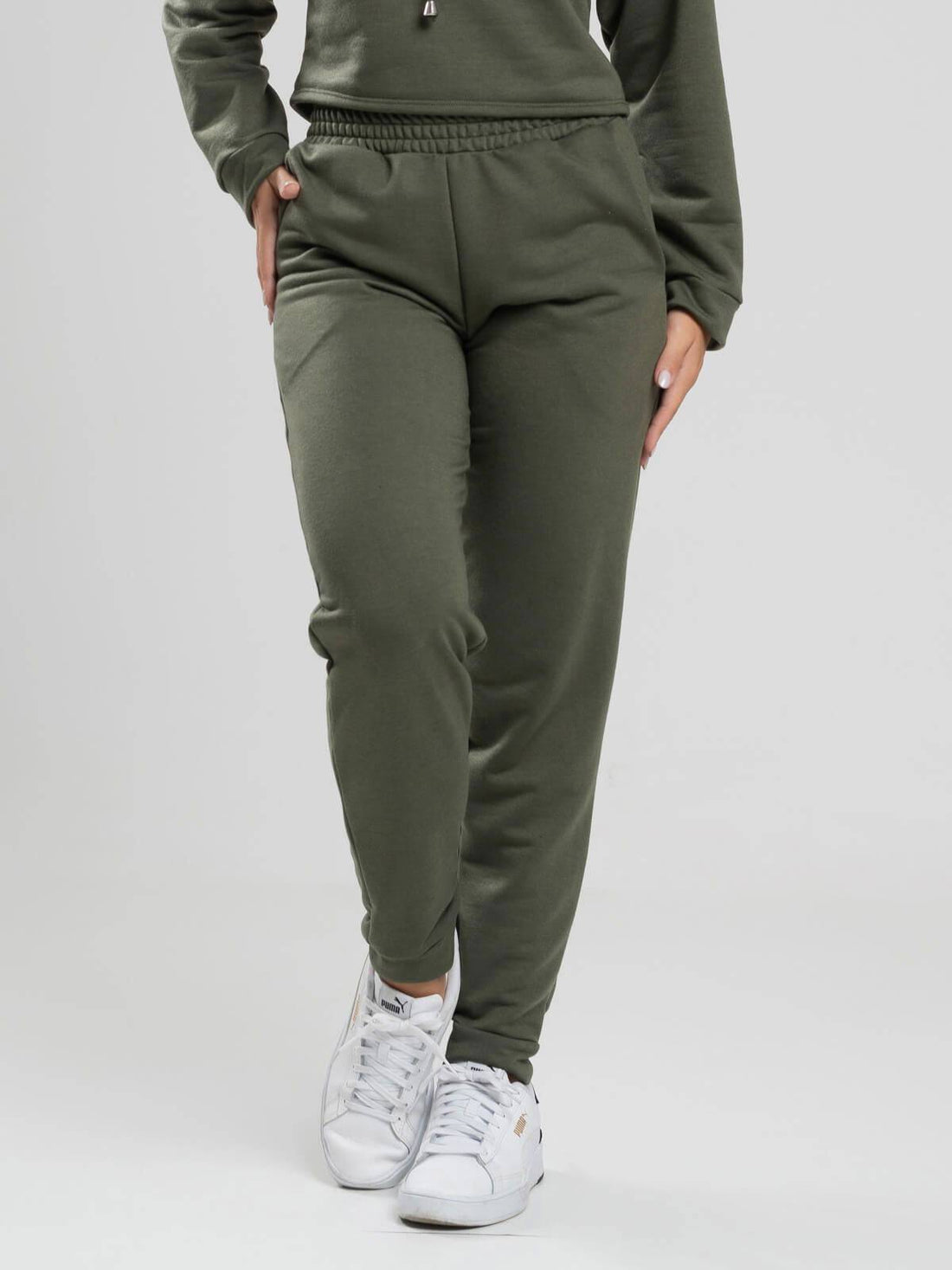 Calça Jogger Moletinho Cintura Média Verde - Vicbela