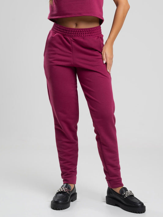 Calça Jogger Moletinho Cintura Média Vinho - Vicbela