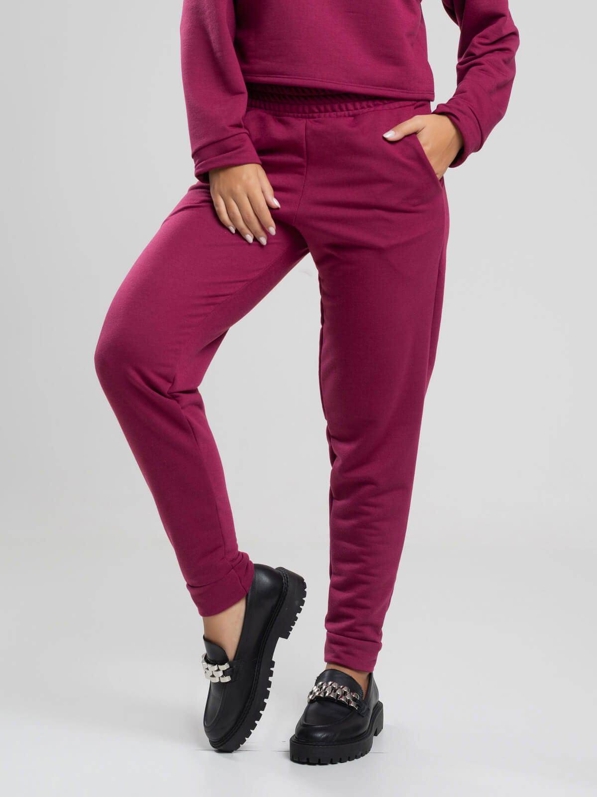 Calça Jogger Moletinho Cintura Média Vinho - Vicbela