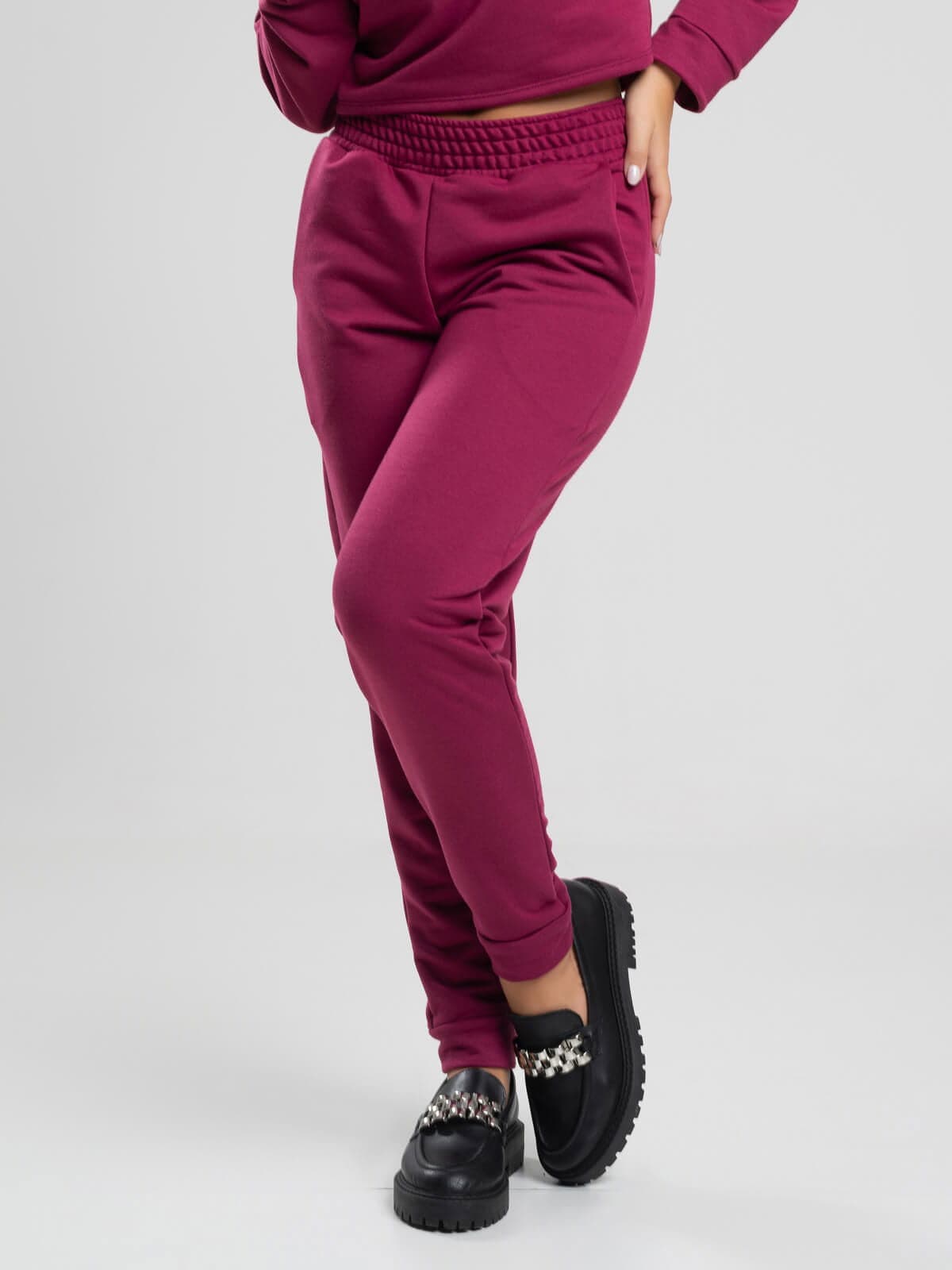 Calça Jogger Moletinho Cintura Média Vinho - Vicbela