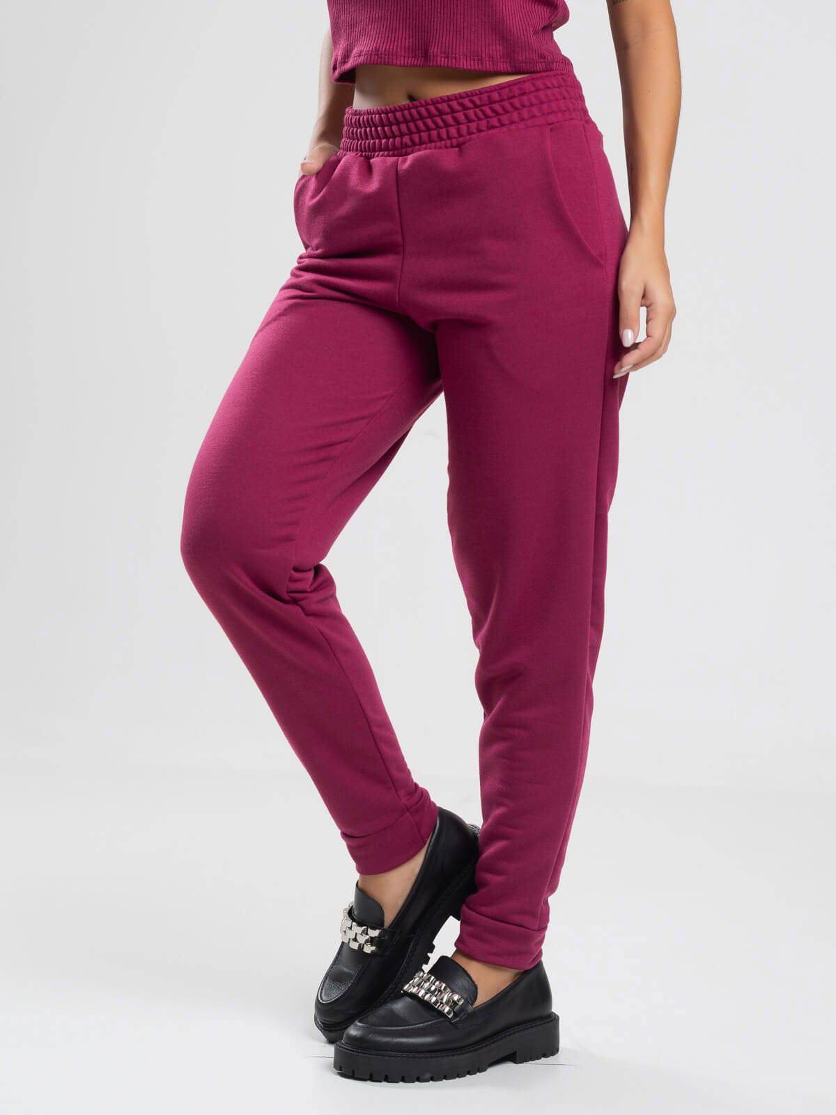 Calça Jogger Moletinho Cintura Média Vinho - Vicbela