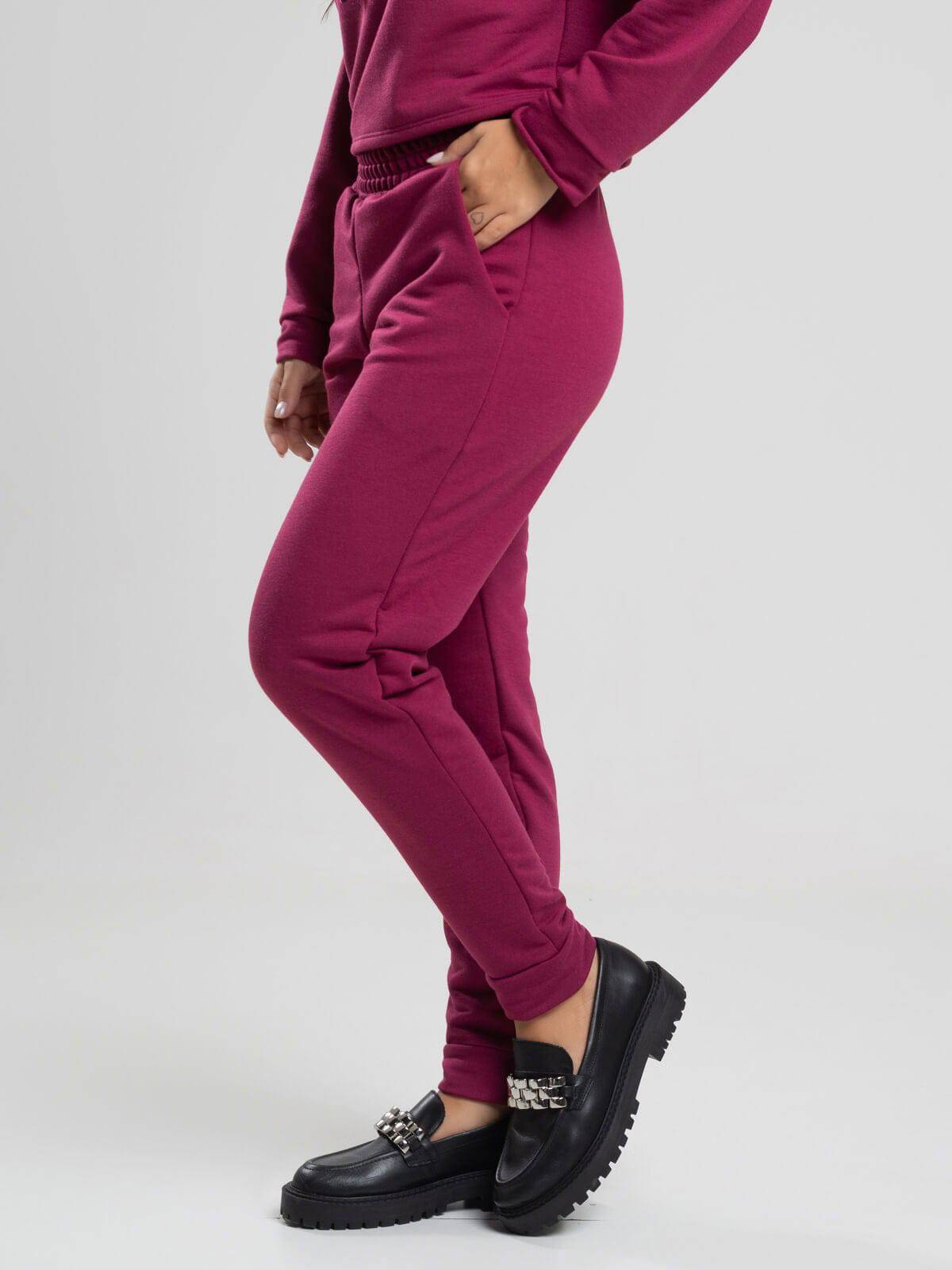 Calça Jogger Moletinho Cintura Média Vinho - Vicbela