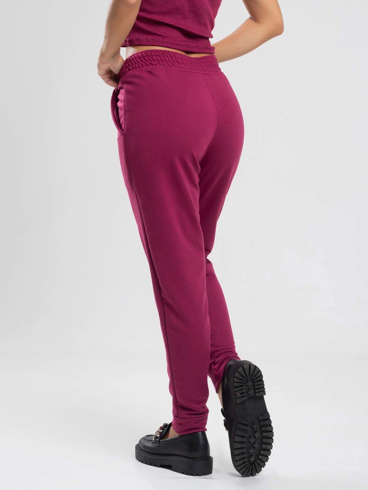 Calça Jogger Moletinho Cintura Média Vinho - Vicbela