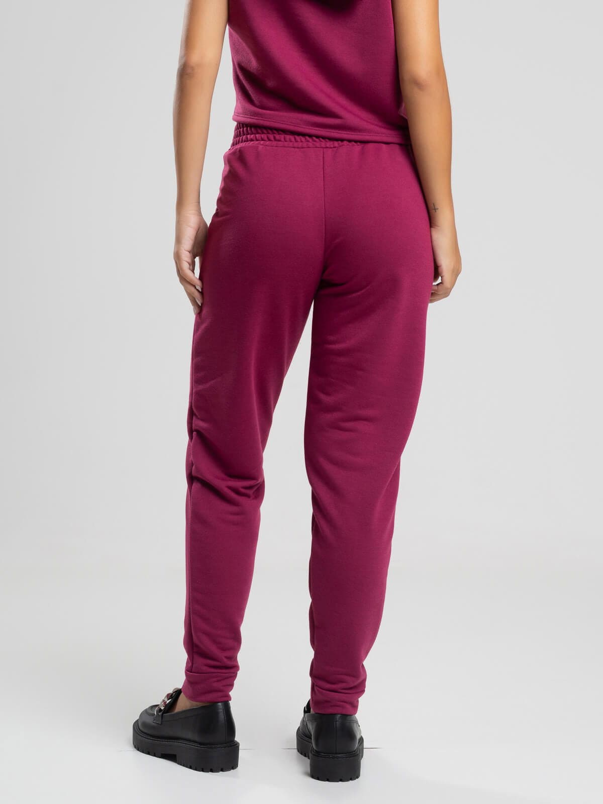 Calça Jogger Moletinho Cintura Média Vinho - Vicbela