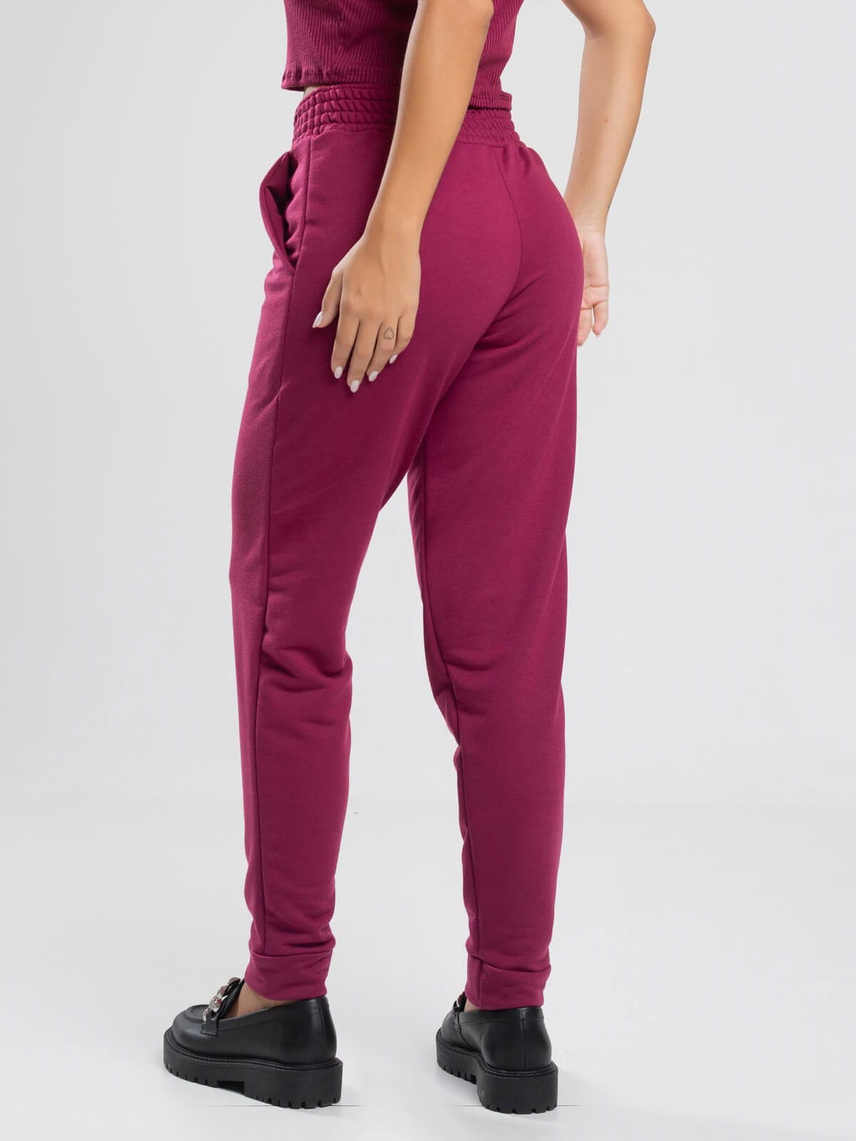 Calça Jogger Moletinho Cintura Média Vinho - Vicbela