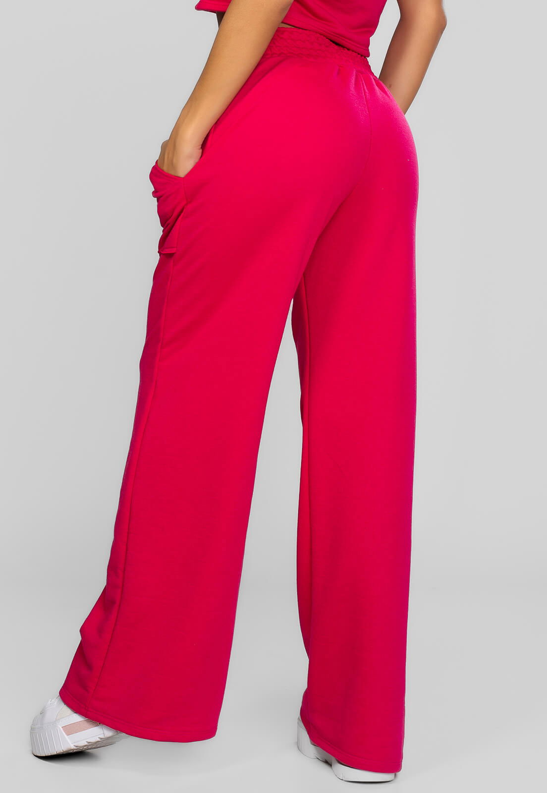 Calça Pantalona Moletinho Pink - Vicbela