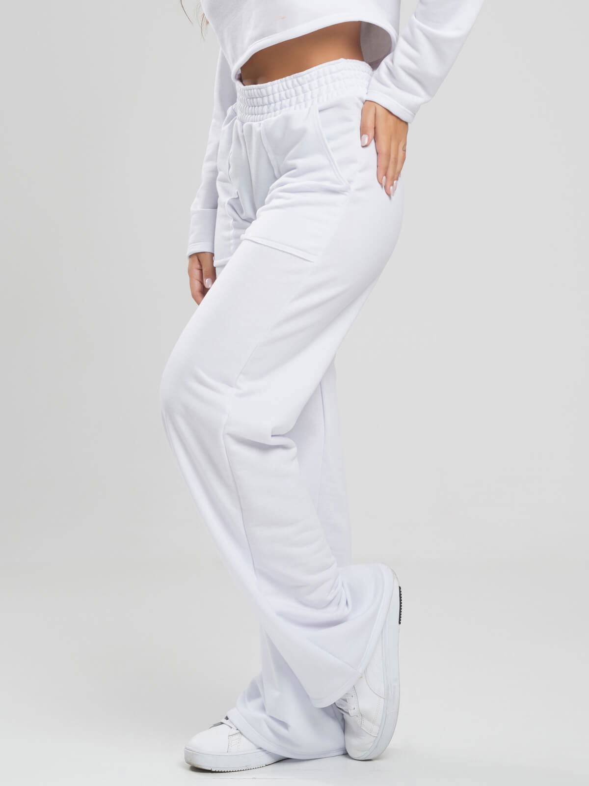 Calça Pantalona Wid Leg Moletinho Branco - Vicbela