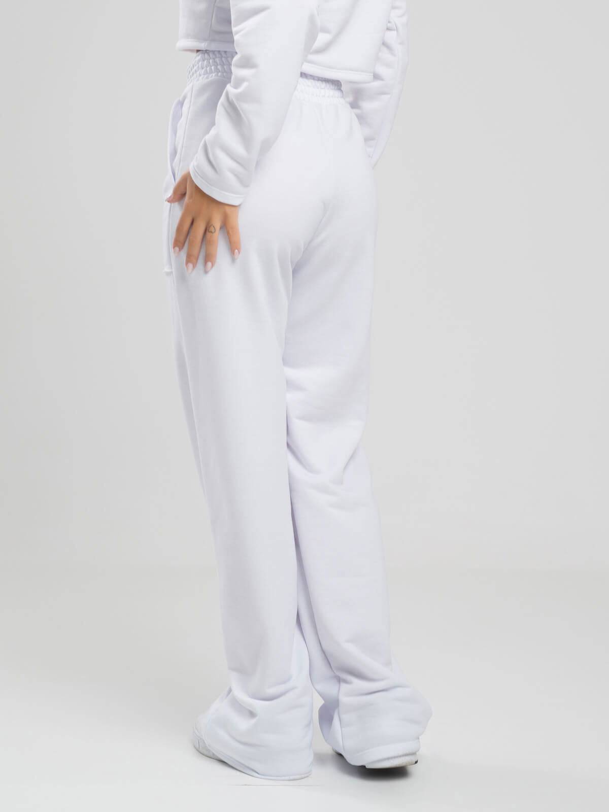 Calça Pantalona Wid Leg Moletinho Branco - Vicbela