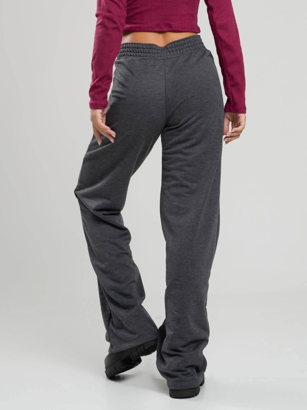 Calça Pantalona Wid Leg Moletinho Grafite - Vicbela