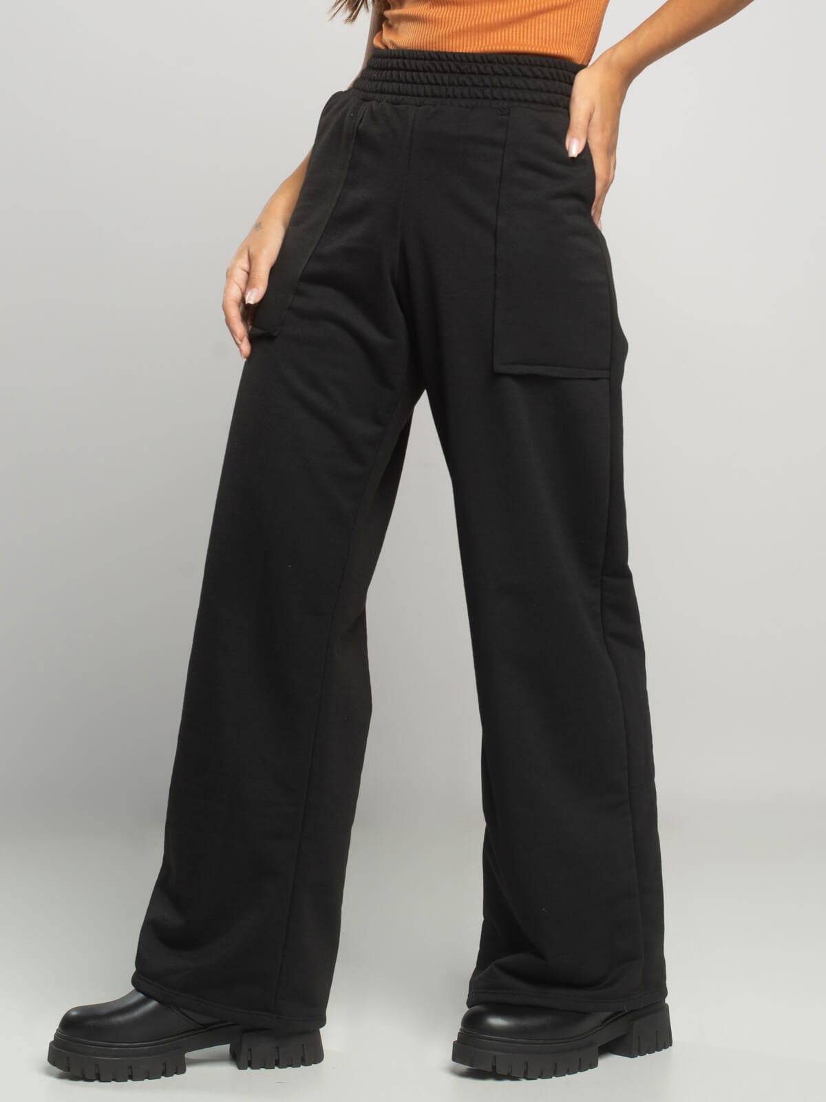 Calça Pantalona Wid Leg Moletinho Preto - Vicbela