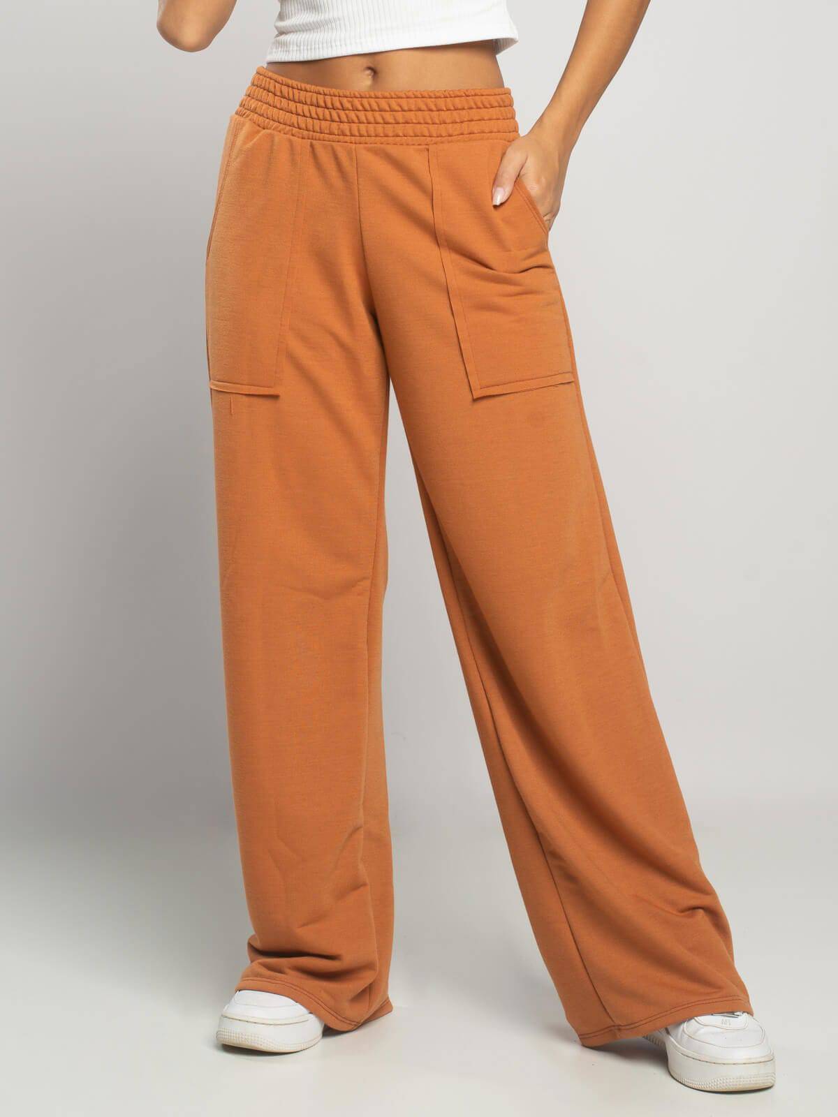 Calça Pantalona Wid Leg Moletinho Terra - Vicbela