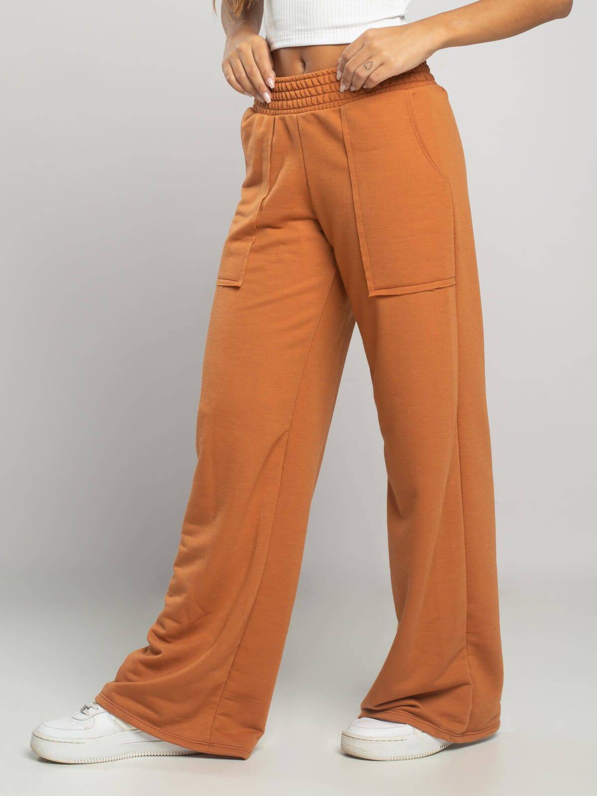 Calça Pantalona Wid Leg Moletinho Terra - Vicbela