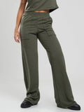Calça Pantalona Wid Leg Moletinho Verde - Vicbela