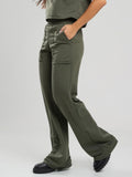 Calça Pantalona Wid Leg Moletinho Verde - Vicbela