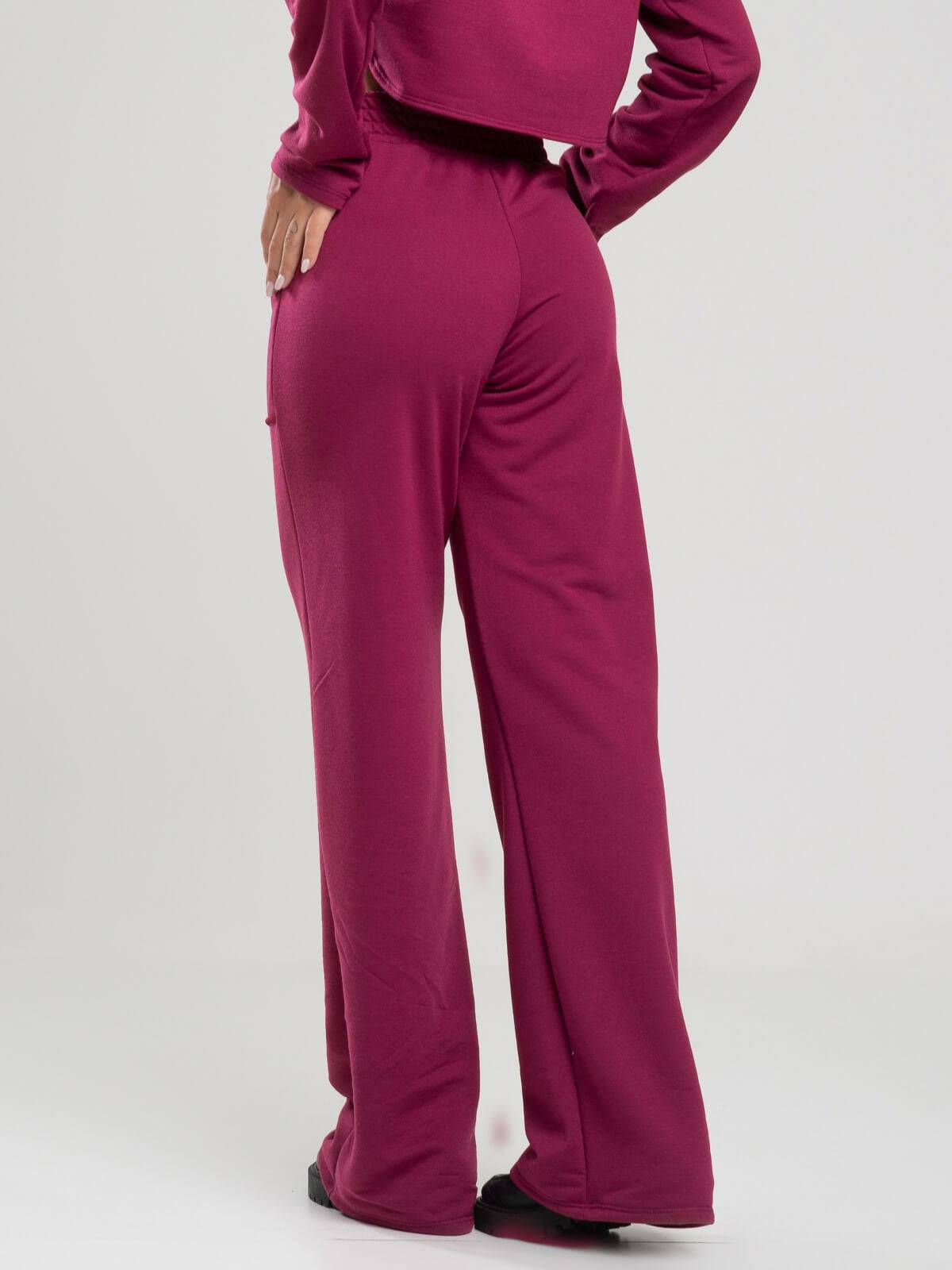 Calça Pantalona Wid Leg Moletinho Vinho - Vicbela