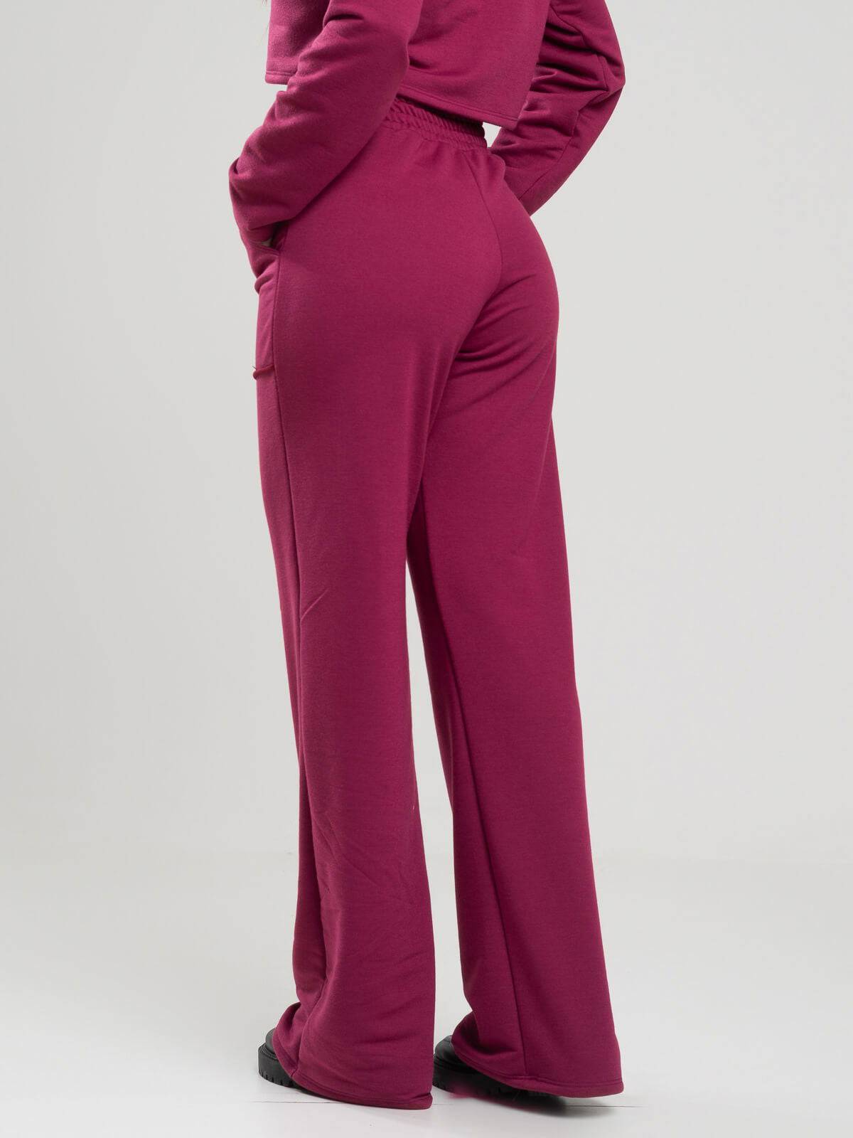 Calça Pantalona Wid Leg Moletinho Vinho - Vicbela