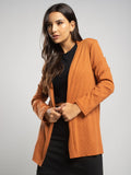 Cardigan Canelado Manga Longa Terracota - Vicbela