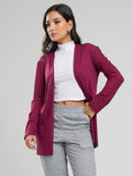 Cardigan Canelado Manga Longa Vinho - Vicbela