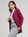 Cardigan Canelado Manga Longa Vinho - Vicbela