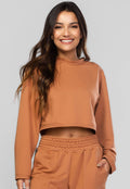 Casaco Cropped Manga Longa Moletinho Terracota - Vicbela