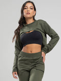 Casaco Super Cropped Manga Longa Verde - Vicbela