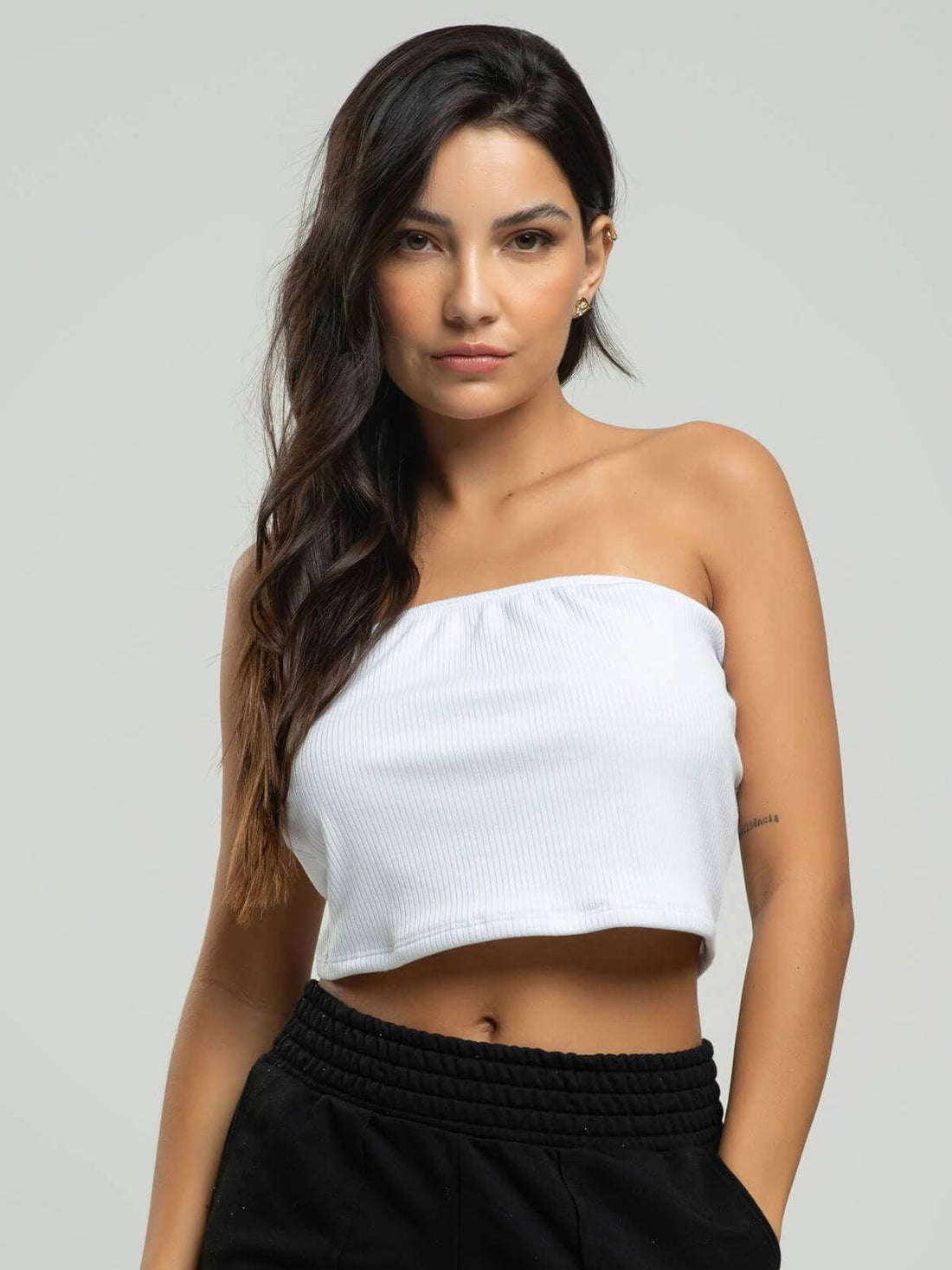 Cropped Canelado Tomara Que Caia Branco - Vicbela