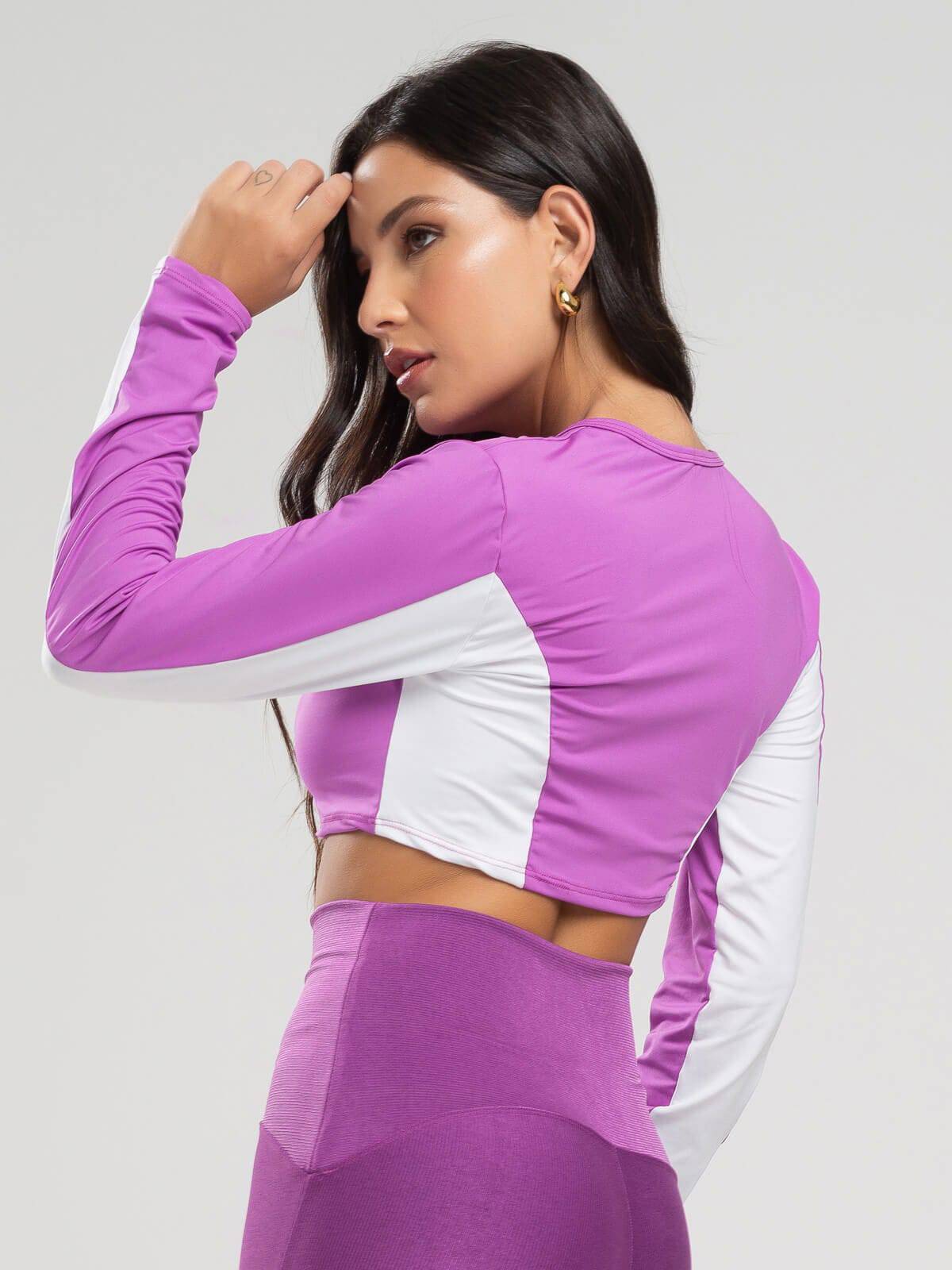 Cropped Proteção UV Faixa nas Costas Roxo - Vicbela
