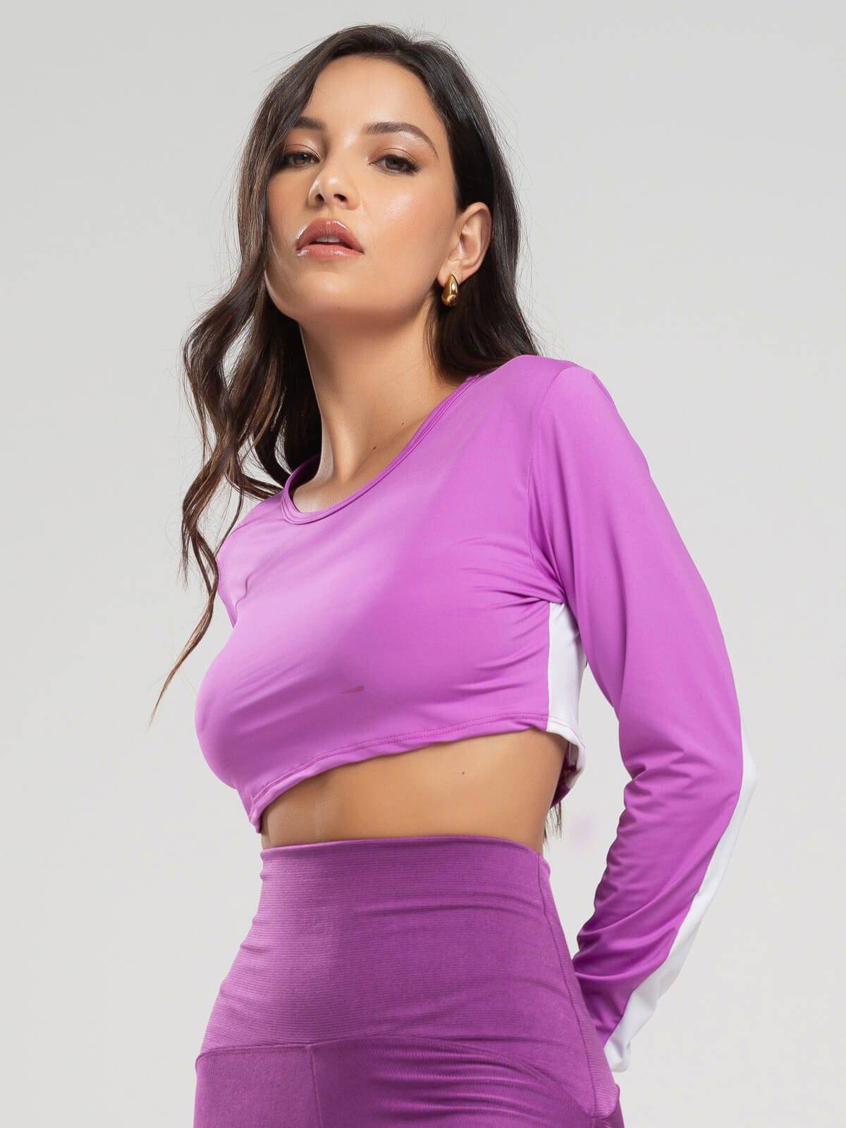 Cropped Proteção UV Faixa nas Costas Roxo - Vicbela