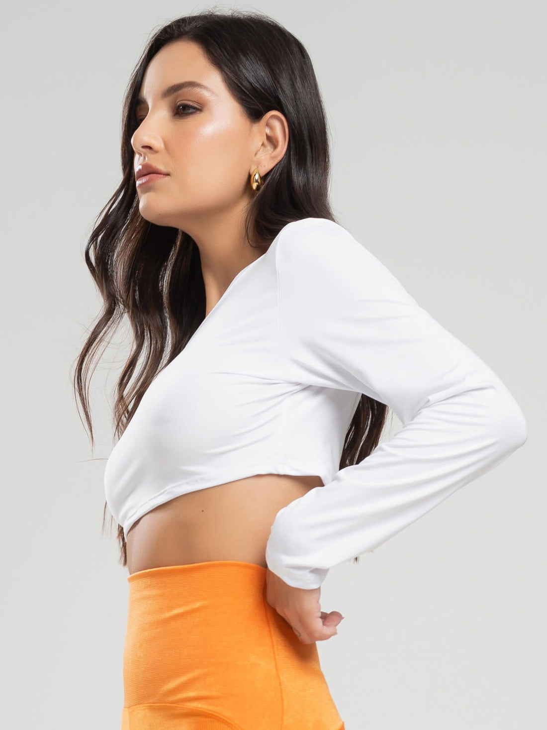 Cropped Proteção UV Liso Branco - Vicbela