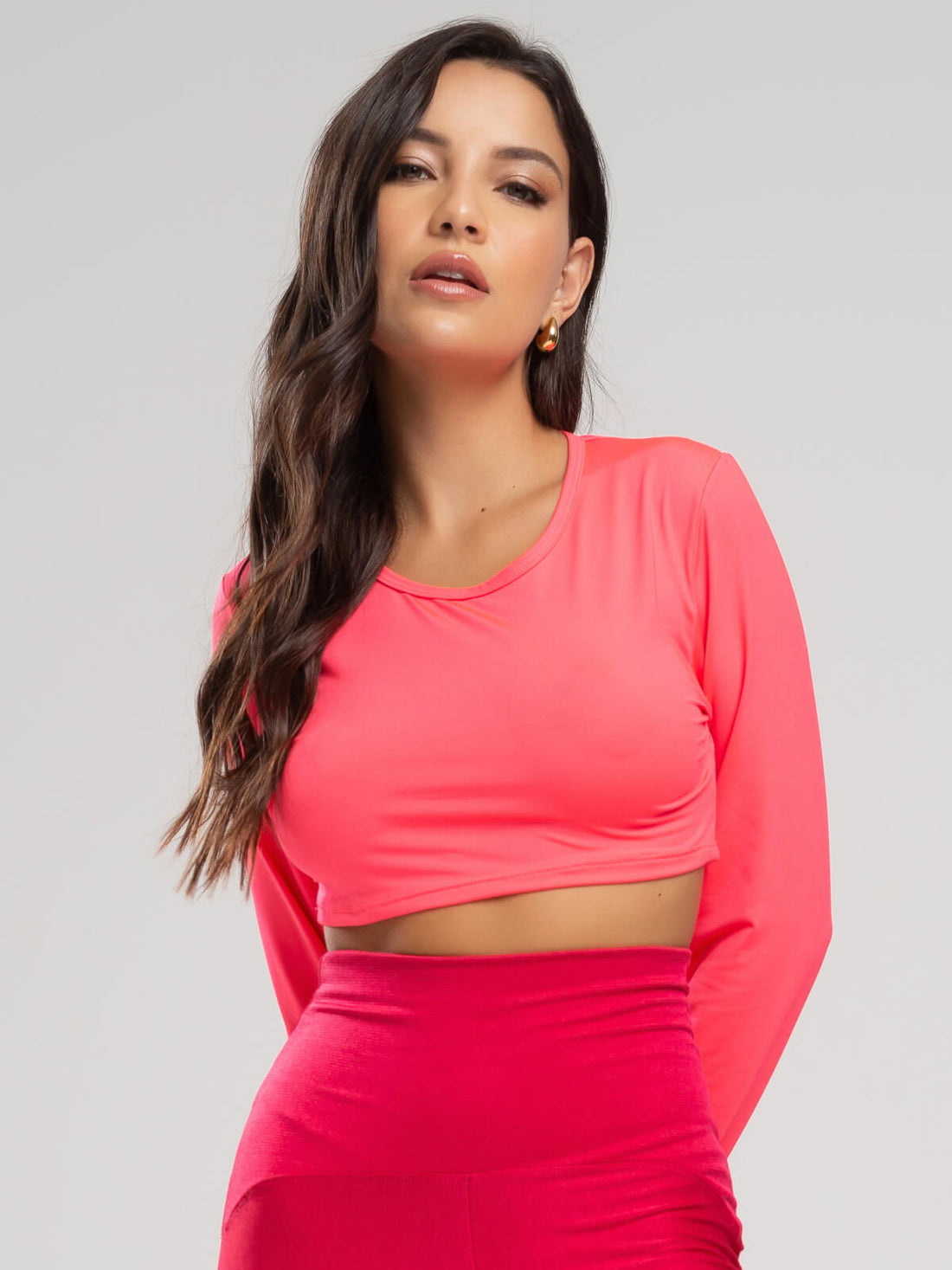 Cropped Proteção UV Liso Rosa - Vicbela